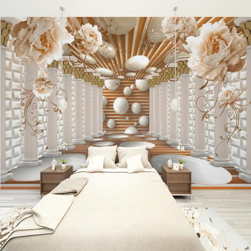 Modern Abstract 3d Wallpaper Rome Column Flower Wall Murals Living Room Study Backdrop Wall Paper Home Decor 3d Fresco