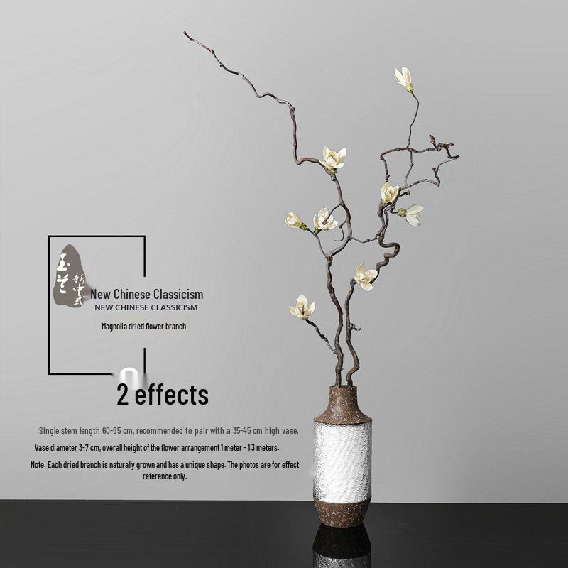 Magnolia Simulation Flower Arrangement: Floor-Standing Dried Branch Bouquet for Bedroom & Living Room Décor