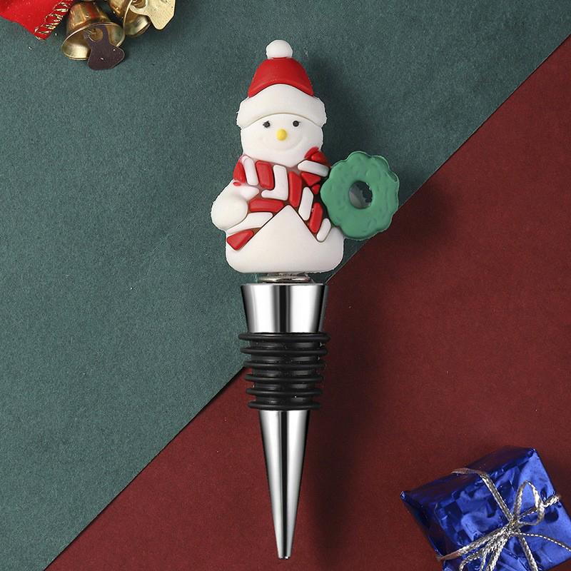 Christmas Wine Stopper Wine Beverage Bottle Cap Leak Proof Sealed Fresh Wine Cork Cute Santa Claus Decor Wine Champagne Stopper