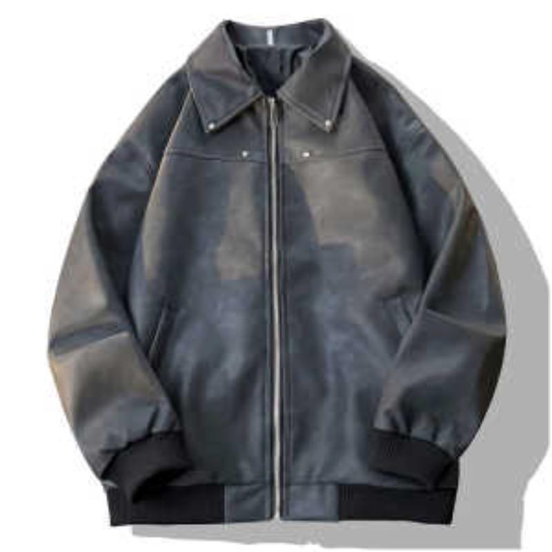 2025 Американская Модная Красивая Кожаная Куртка Мужская Молодежная Мотоциклетная Весенне-Осенняя Японский Стиль L чёрный