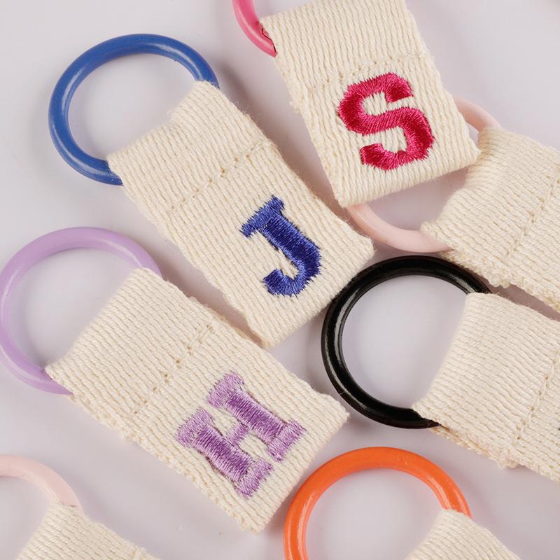 Korean-Inspired Couple Name Tag Backpack Keychain with 26 Letters Embroidered Ribbon