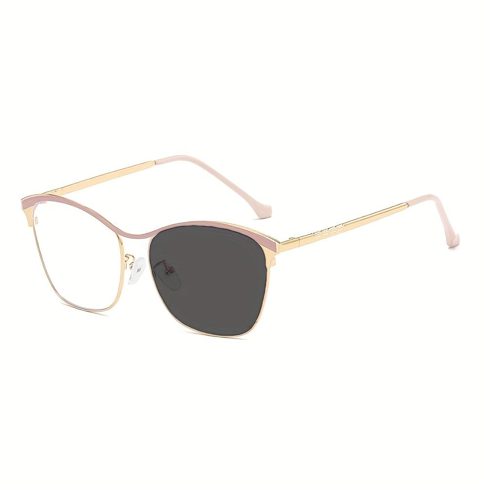 The New High-End Ultra-Light Metal Oval Frame Fashion Glasses For Men And Women Are Equipped With Tinted Anti-Blue Light Lenses.
