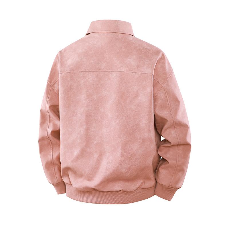 Retro Pu Leather Jacket Men's Autumn and Winter Pussy Motorcycle Baseball Uniform High Street Casual Top