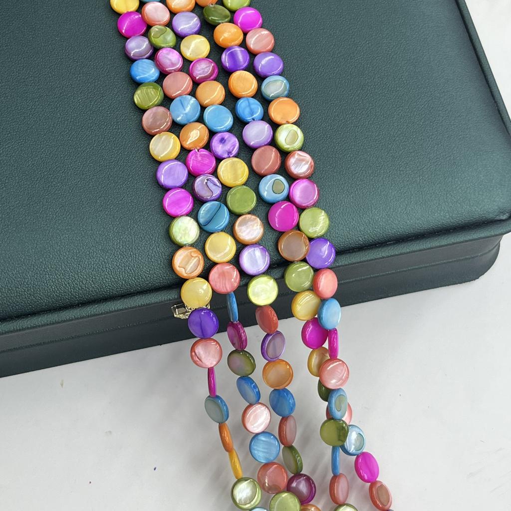 1String, Handmade Round Beads, 6×6mm, 8×8mm, Colourful Natural Shells Loose Spacer Beads for Jewelry Making DIY Necklace Bracelet Accessories, 38cm