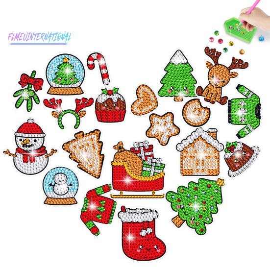 5D DIY bunte Diamant-Malerei-Aufkleber, verschiedene Weihnachtsbaum-Schneemann-Hirsch-Form, glänzende Diamant-Malerei-Abziehbilder