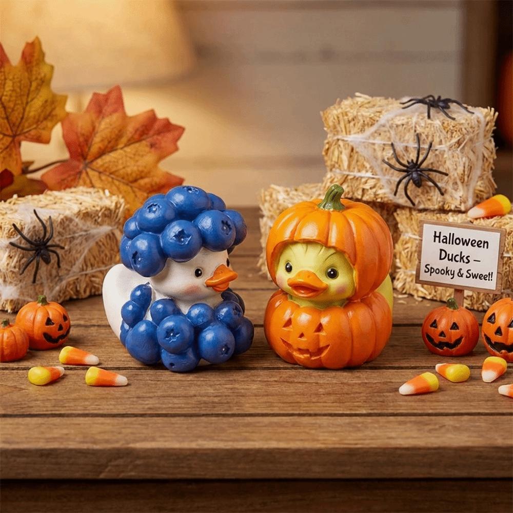Cartoon Mini Pumpkin Duck Ornament Creative Pumpkin Duck Sculpture Decor Shelf Display