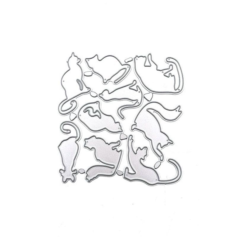 

Девять милых кошек с узором, металлические штампы, ремесленные штампы для тиснения для изготовления карт, декор, трафарет для скрапбукинга 9 cats