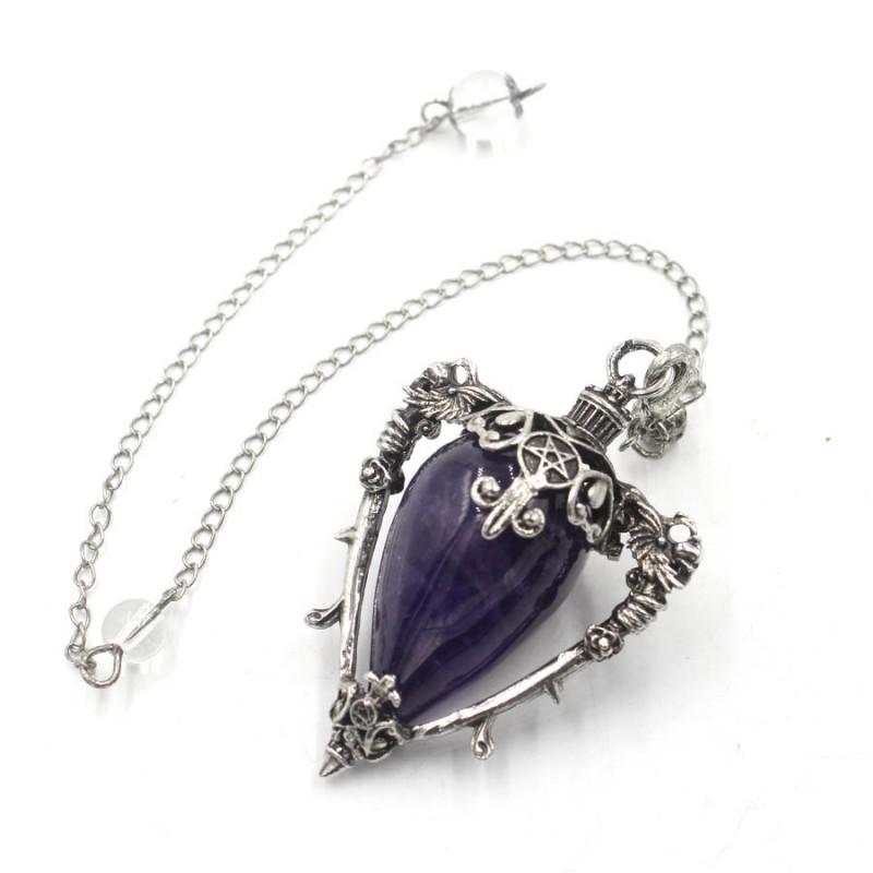 Crystal Pendulum Pendant Necklace Natural Stone Gemstone Charm Women Fashion OL Style Copper Plated Jewelry