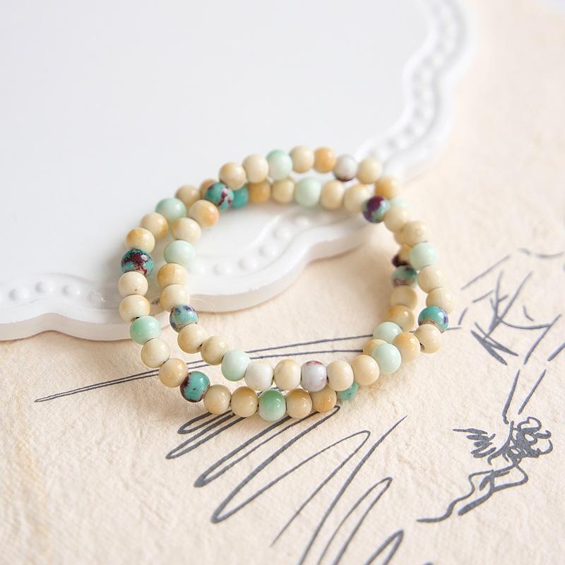 Керамическое искусство пасторальный сладкий градиентный цвет бусины ювелирные изделия браслет нишевый дизайн ювелирные изделия
