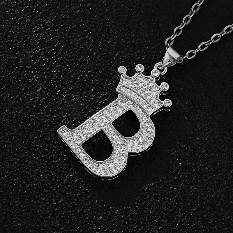 Fashion Luxury A-Z Crown Alphabet Pendant Chain Necklace Punk Style Lucky Initial Name  Best Party Wedding Birthday Gift