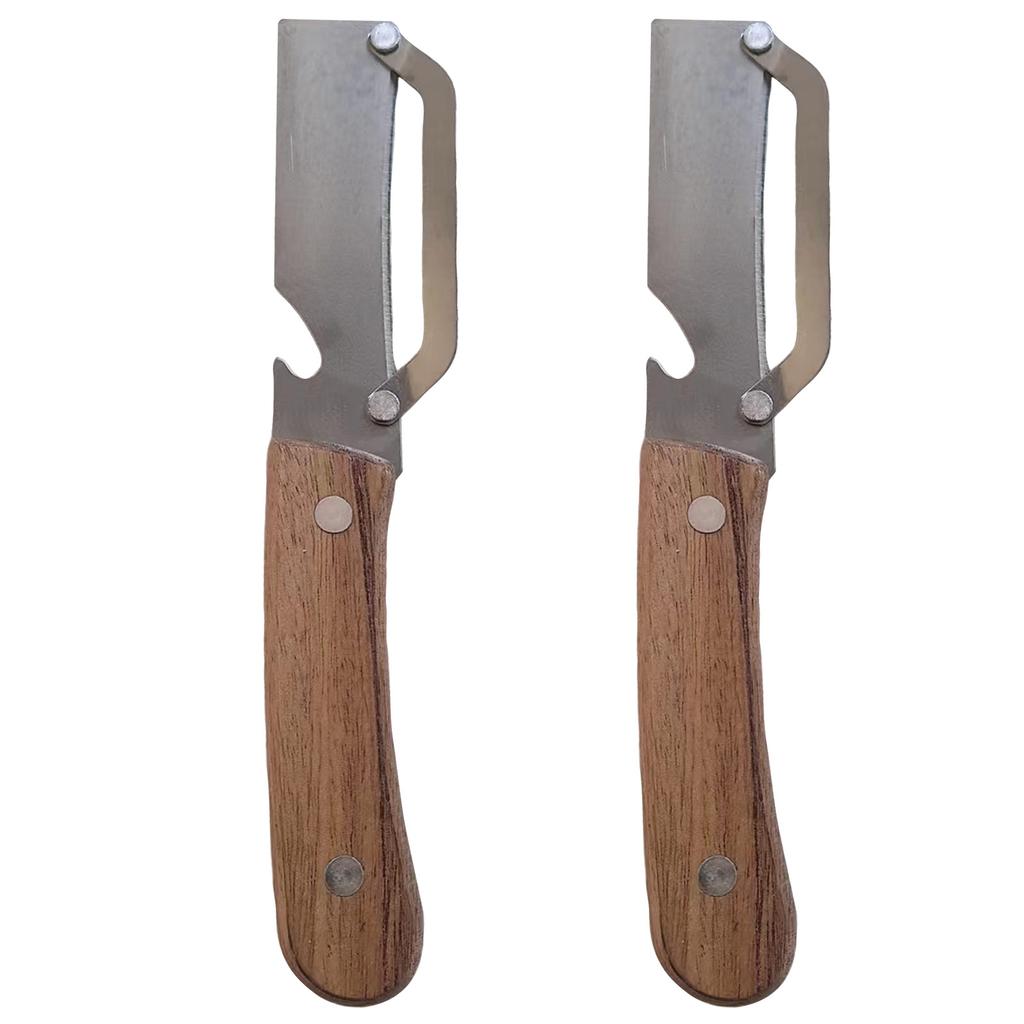 2 Piece Multipurpose Kitchen Peeler Set Stainless with Wooden Handle for and Vegetables Peeling Slicing and Cutting
