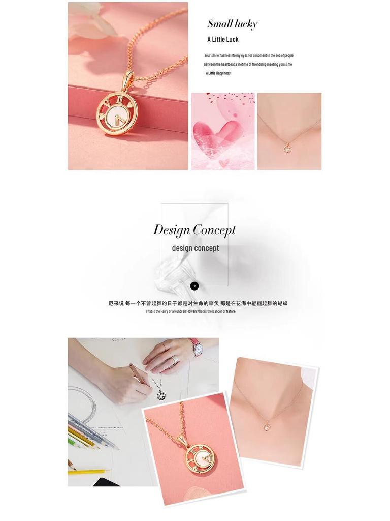 Women's 925 Silver Time Necklace Pendant - Fashionable Clavicle Chain Jewelry Christmas Gift for Girlfriend or Wife