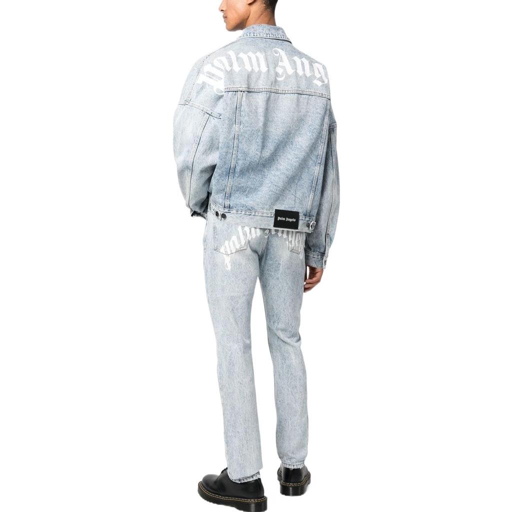Palm Angels Curved-logo Print Jeans PMYA012C99DEN0024001