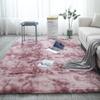 Silk and Wool Tie-Dye Plush Long-Pile Rug for Bedroom and Living Room