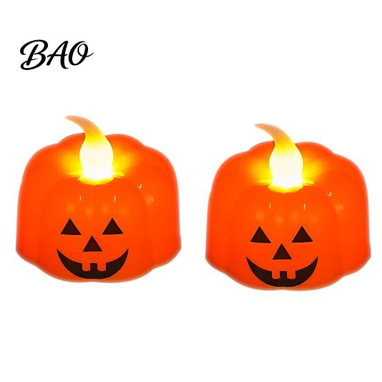 Warm White Electronic Candles 2Pcs Halloween Pumpkin Flameless Candles, Battery Operated LED Candle, Decorative Lights for Light, 3D Tealight