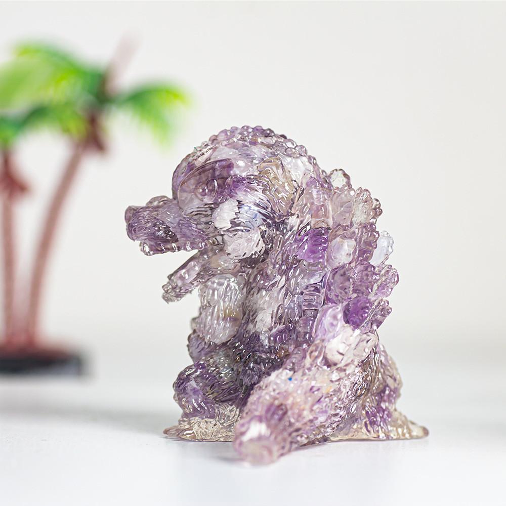 Godzilla Resin Crystal Figurine With Natural Gemstone For Home Decor And Giftgiving