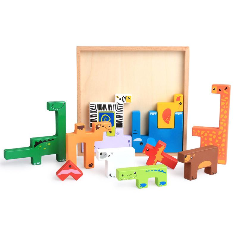 Wooden Animal Puzzle Toys For Kids Learning Early Education Creative Play Gift