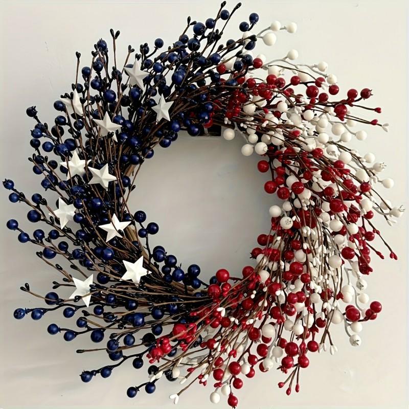 45cm 55cm 65cm Artificial Hydrangea Wreath 4th Of July Door Hanging Decor Patriotic Home Festival Decoration