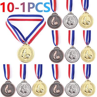 1-10pc Football Competition Games Prizes Medals Practical School Sports Commemorative Gold Silver Bronze Medal for Souvenir Gift