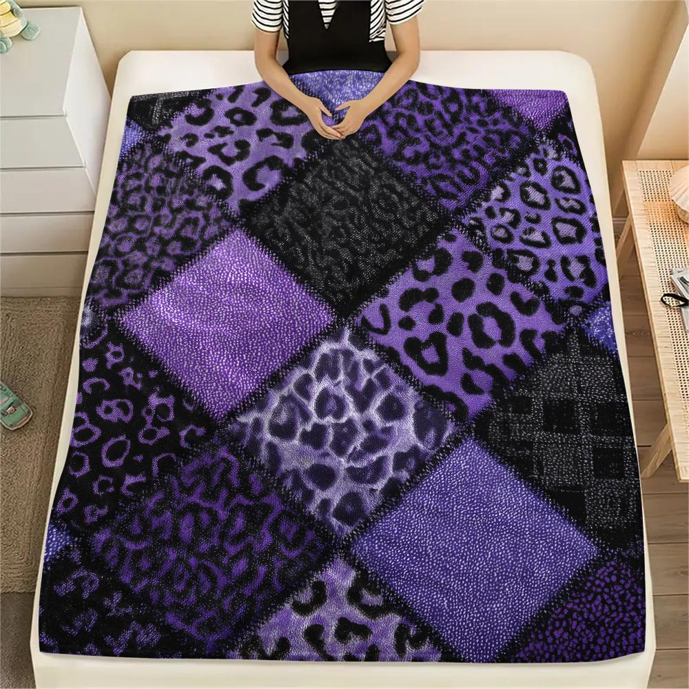 Purple patterns and masks Print Flannel Blanket,High quality Comfortable for All Seasons,Home Decor,Warmth and Comfort,Perfect for Christmas Gifts