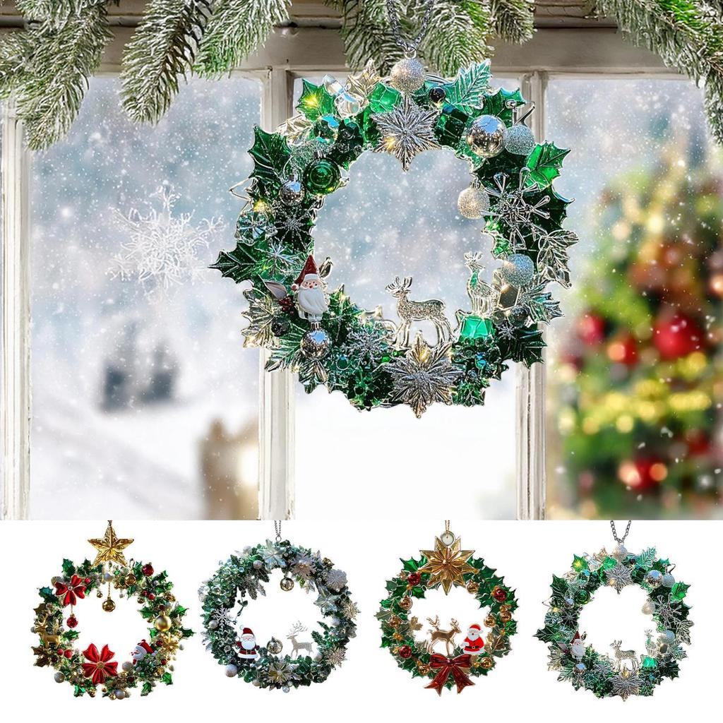 Christmas Tree Decorations 2D Santa Claus Home Decor Small Holiday Christmas Charm For Living Room Entryway Window Door Shelf