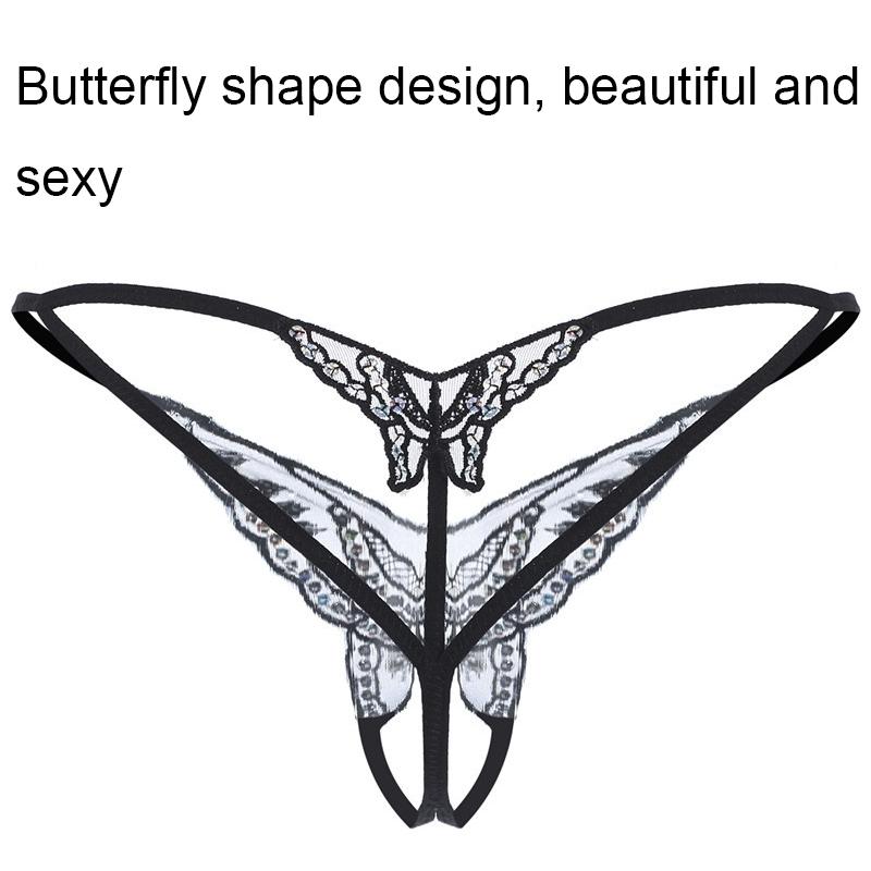 156 Butterfly Lace Embroidery Slitted Panties Women Sexy Perspective Thong