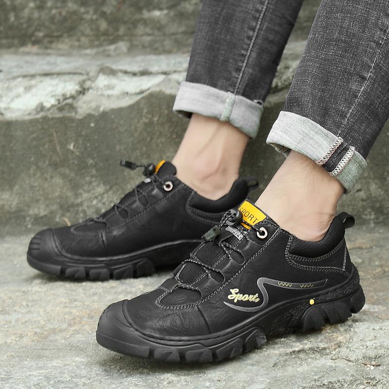 Fashion Hiking Shoes Men Genuine Leather Non-slip Outdoor Sneakers Breathable Trekking Shoes For Men Casual Desert Autumn Footwear