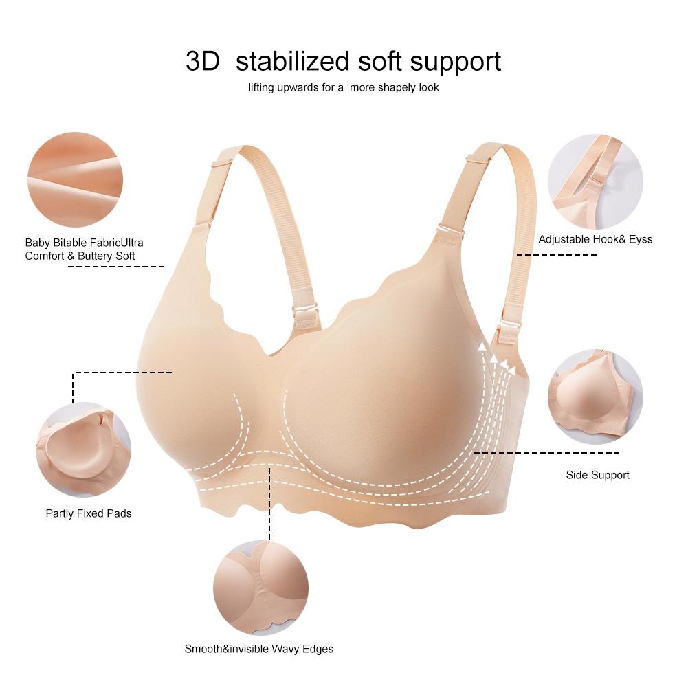 Fashionable Women's Lingerie: Wave-Patterned Seamless Push-Up Bra In Plus Size for Women - Flattering Silhouette and Slimming Effect