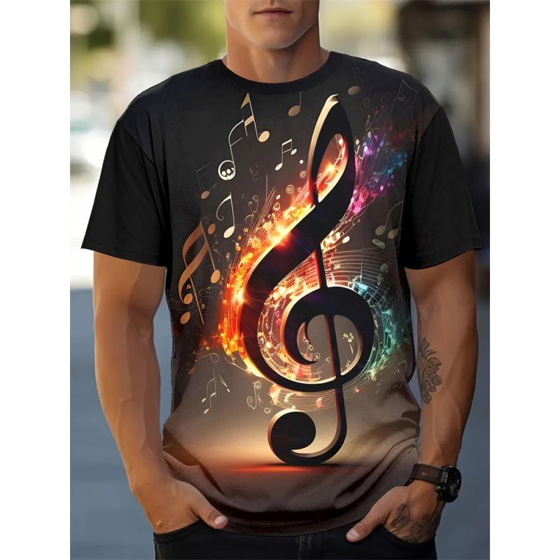 Skeleton Heart Pattern T-Shirt For Men Eyes Music 3D Print Short Sleeve Tees Fashion Unisex Street Round Neck T Shirts Kids Tops