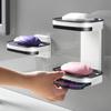 Wall Mounted Double Layer Soap Box Bathroom Soap Rack Punch-Free Bathroom Rack Drawer Draining Holder Sponge Storage Box