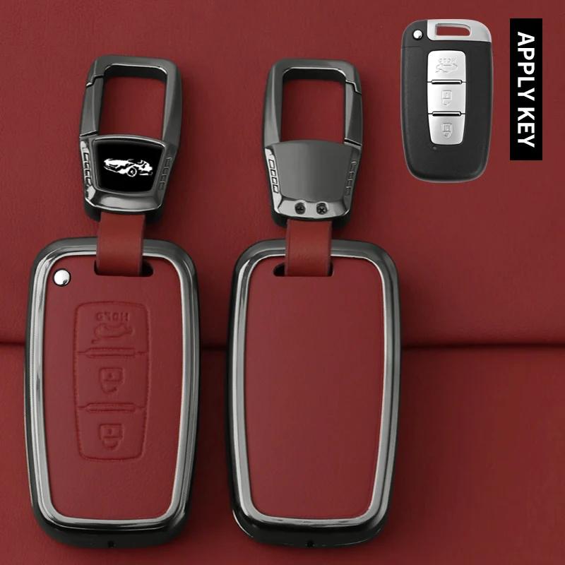 Interior Mouldings 3 Buttons Car Zinc Alloy Key Case Cover For Hyundai IX35 Sonata 8 For Kia Forte Rio 3 K2 K3 K5 Sportage Keych