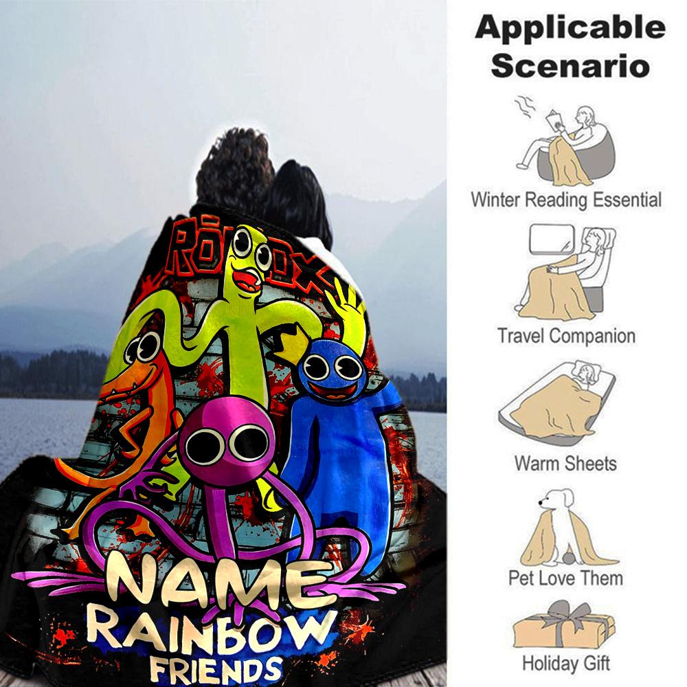 Customiz Name Personality Rainbow Friends Blanket Soft &Warm Sofa Office Bed Travel Lunch Break Blanket, Gift Suitable All Seasons