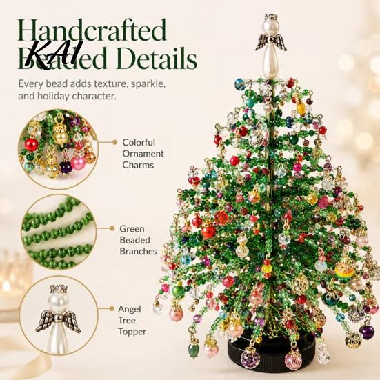 Schulferien Bastelbedarf DIY Perlen-Weihnachtsbaum-Set, Handgemacht mit LED-Lichtern, Dekorations-Bastelwerkzeuge Bastelprojekt, Perlen-Set für Erwachsene,