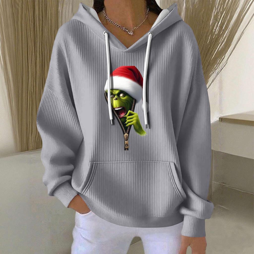 Women's Fashion Casual Christmas Angel Print Pullover Long-Sleeve Sweatshirt