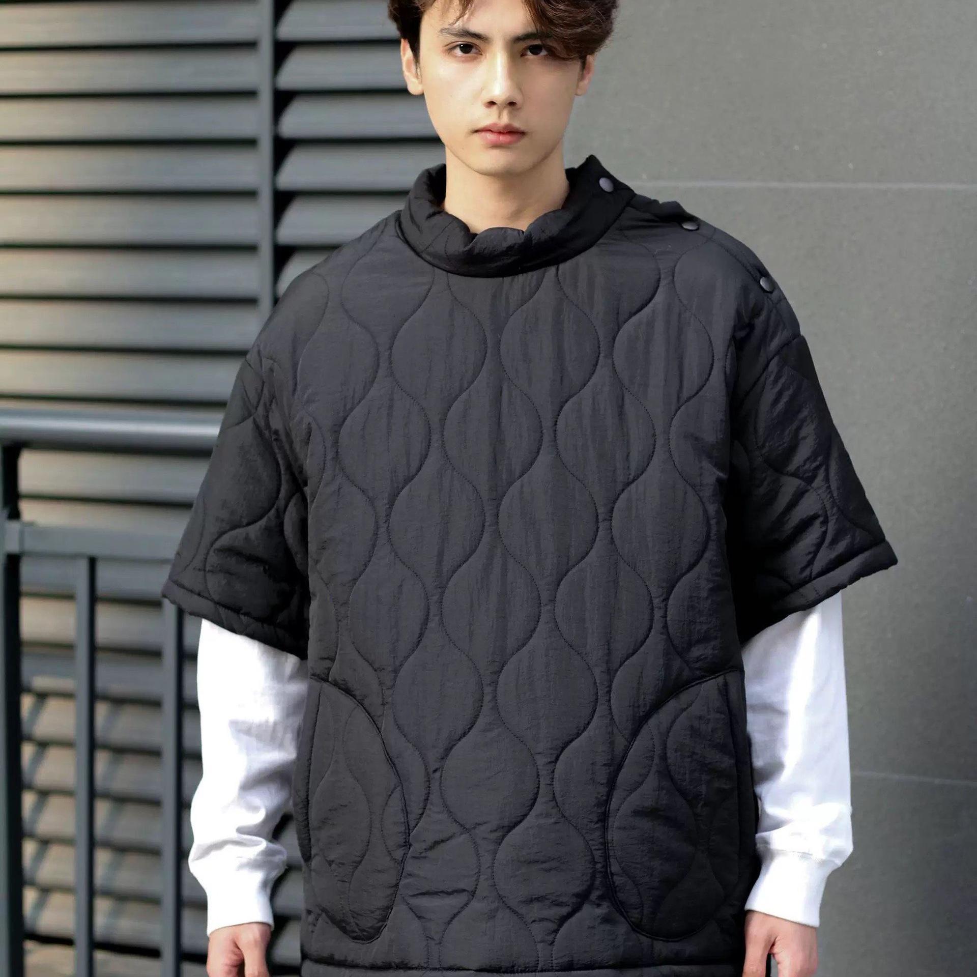 

Unisex Japanese Retro Quilted High Neck Cotton Jacket - Collarless, Lightweight Casual Outerwear Triple Extra Large чорний