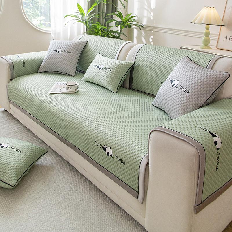 

Летняя прохладная подушка для дивана из ледяного шелка Новая прохладная бобовая нескользящая подушка для сиденья Летний чехол для кожаного дивана прямого ряда 70*70cm