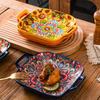 Square Dinner Plate Colorful Salad Dish Household Fruit Plate  Microwave
