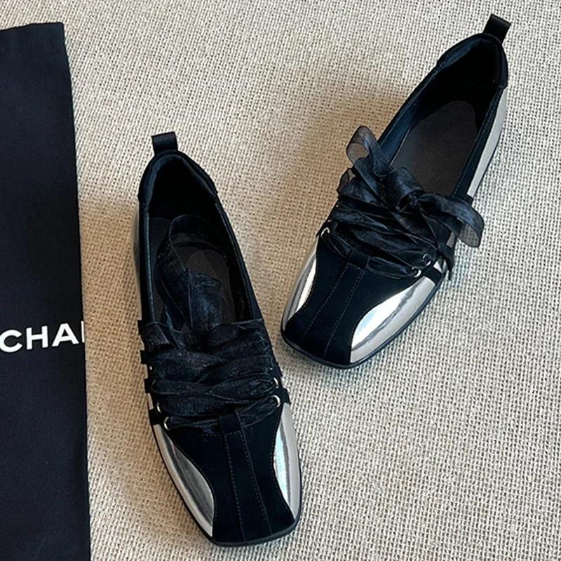 Fashion Women Sneakers Flats Loafers Shoes Casual Designer Sandals Woman Ballet 2025 Summer New Brand Lace Up Walking Mujer Sandalias