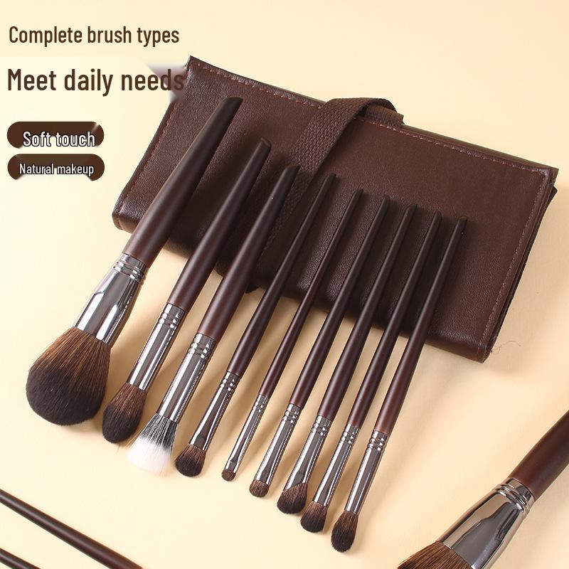 14-Piece Animal Hair Makeup Brush Set - Skin-Friendly Wool Powder Brushes