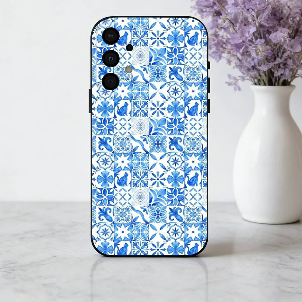 T-Tile M-Moroccan Cool Art Phone Case For Samsung Galaxy A73,A72,A71,A70,A53,A52,A51,Soft Silicone Black Cover