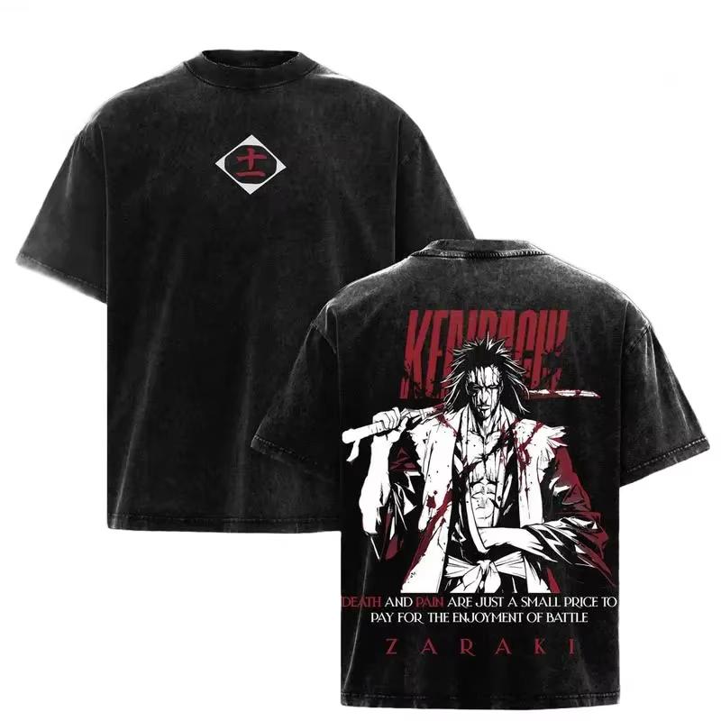 BLEACH Unohana Retsu Anime Graphic Print T-shirt Unisex Vintage Washed Cotton Short Sleeve Harajuku Streetwear Loose Oversized Casual Summer Tee