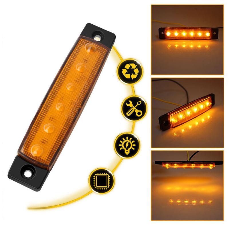 6LED Long Strip Side Light 12vTrailer Truck Side Light 10 Pcs Always On 12V Trailer Truck Side Light Waterproof Truck Light Width Indicator Tail Light