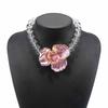 N11111 hot-selling creative transparent beaded electroplated flower necklace, personalized fashion solid color spray paint neck chain