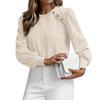 Women's Casual Fashion Round Neck Button Solid Color Long Sleeve Top