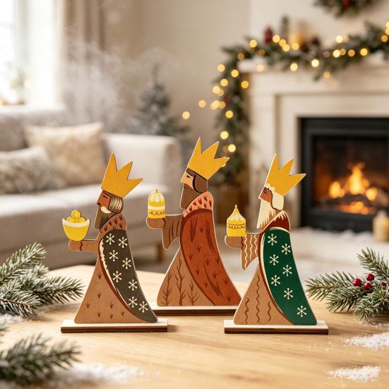 Durable Solid Wood Decor 3Pcs Halloween Ghost Pumpkin House Ornaments, 2D Flat Wooden Tabletop Decorations Office Desk Holiday Decoration for