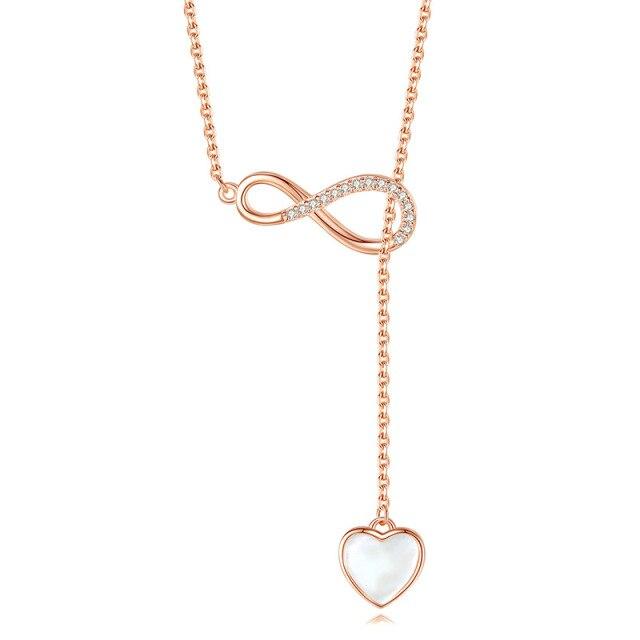 

Ожерелье с подвеской в ​​форме сердца из стерлингового серебра 925 пробы с цирконием и крестом для женщин и девочек, цепочка на ключицу, вечерние свадебные украшения Dz780 розового золота