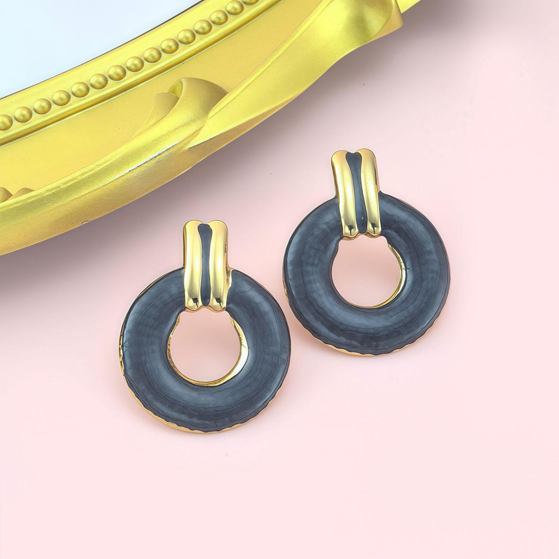 European Geometric Stainless Steel Earrings - Women s Unique High-End Luxury Design