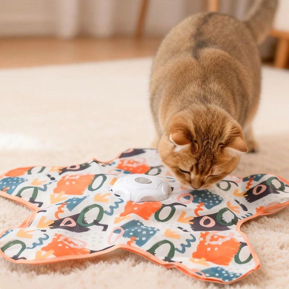 Built-in Feathers Cat Hide and Seek Toy Motion Sensing Automatic Cat Teaser Indoor Game