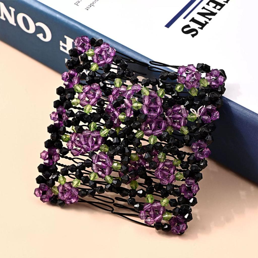 Damen Magischer Elastischer Haarkamm 2-reihiger Magischer Dehnbarer Haarkamm für Geburtstag Bühnenparty Frisur