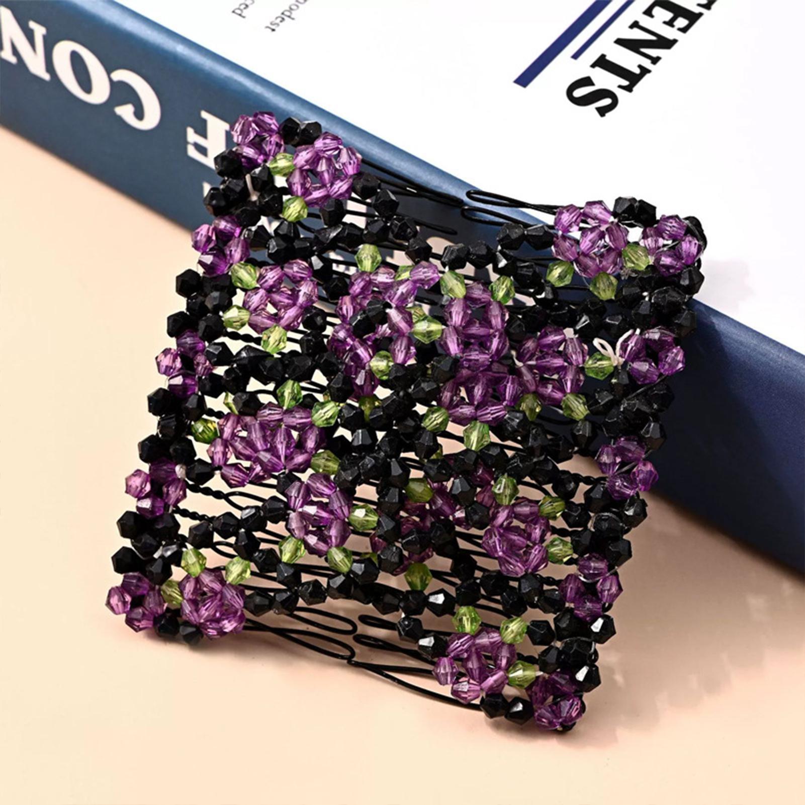 

Женская волшебная эластичная расческа для волос 2 ряда волшебная легкая растягивающаяся расческа для волос для дня рождения, сцены, вечеринки, прически фиолетовый